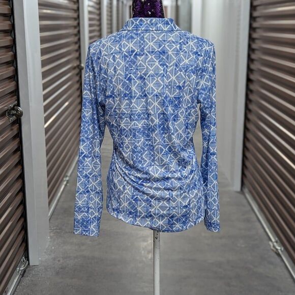 Adidas Golf Women's Medium Blue White Athletic Zip Front Jacket NWT Grand Vista - Picture 3 of 9